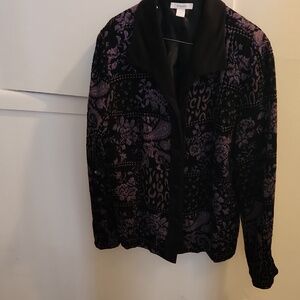 Vintage Dressbarn Purple Tapestry Floral Jacquard Jacket Blazer Coat XL Artsy